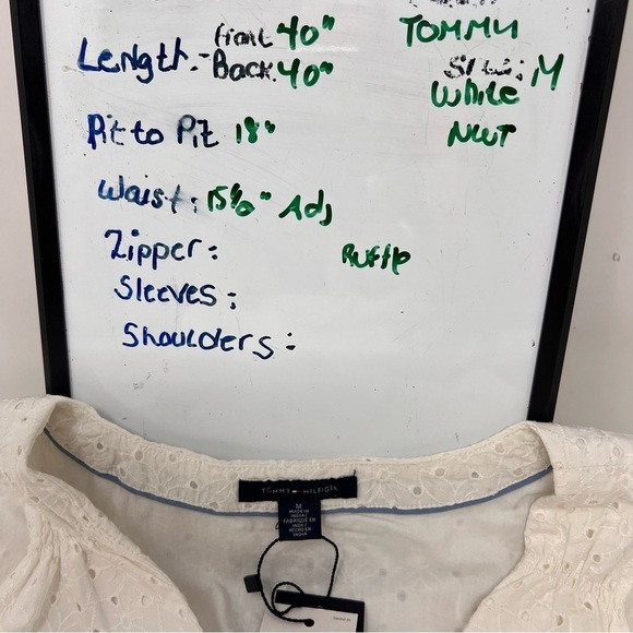 Tommy Hilfiger White Eyelet Lace Sleeveless V Neck Wrap Dress Pockets Size M NWT - Picture 9 of 16